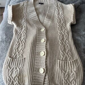 Express Women's Beige Cable Knit Cardigan size L